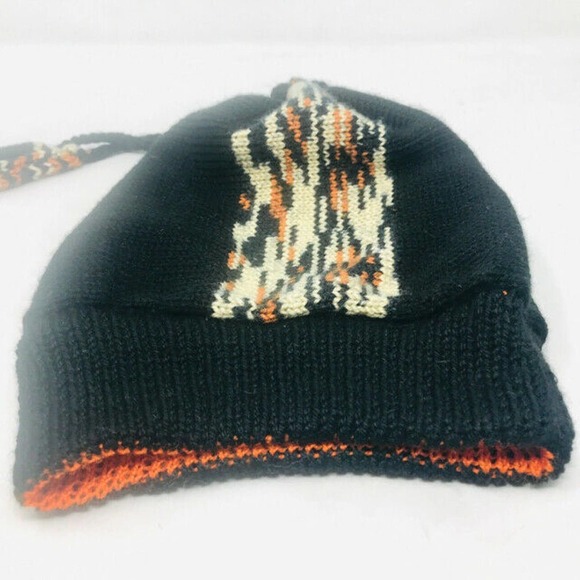 Unbranded Black Orange Wool Knit Beads Winter Cap main image 7